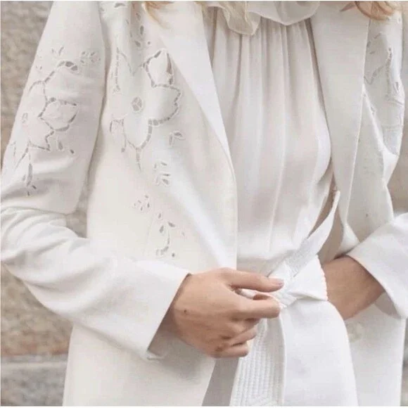 TAILORED By Rebecca Taylor Eyelet Floral Blazer 2 XS 2 Button $550